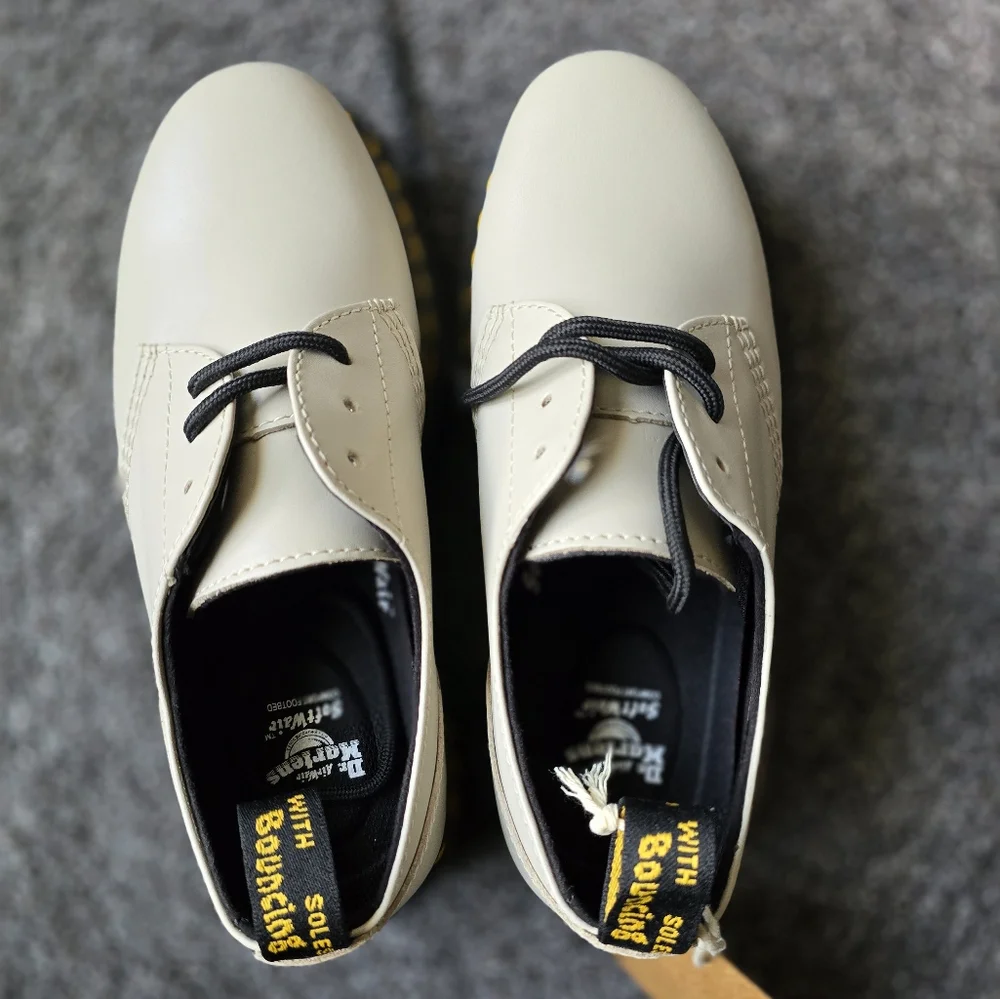 DR. MARTENS AUDRICK PLATFORM DERBY WOMEN'S SHOES COBBLESTONE GREY SIZE 7 - Picture 5 of 9